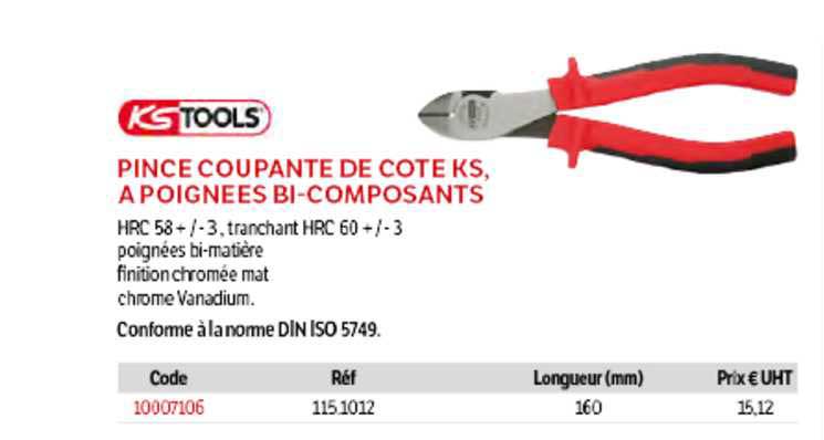 pince coupante de côte ks, à poignées bi-composants ks tools