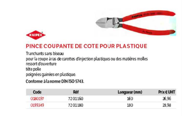 pince coupante de côte pour plastique knipex