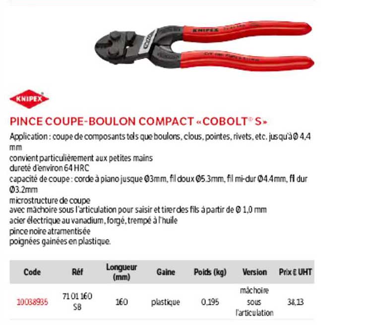pince coupe-boulon compact "cobolt s"