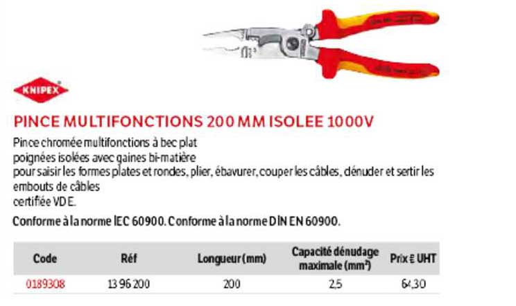 pince multifonctions 200 mm isolée 1000v knipex