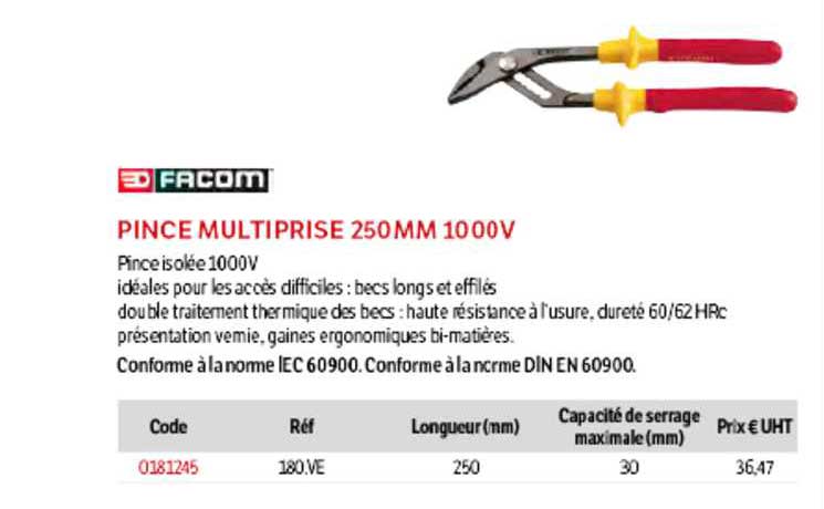 pince multiprise 250mm 1000v facom