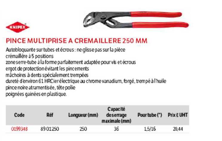 pince multiprise à cremaillère 250 mm knipex
