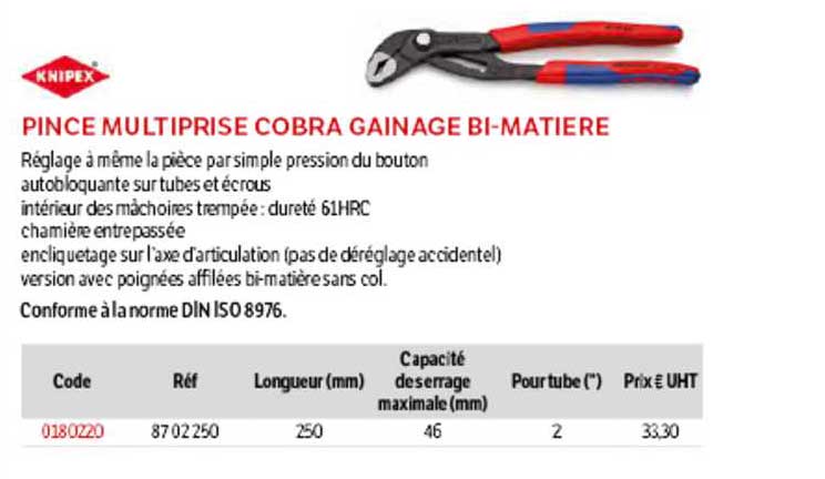 pince multiprise cobra gainage bi-matière knipex