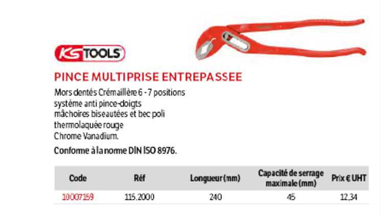 pince multiprise entrepassée ks tools