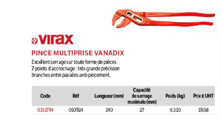 pince multiprise vanadix virax