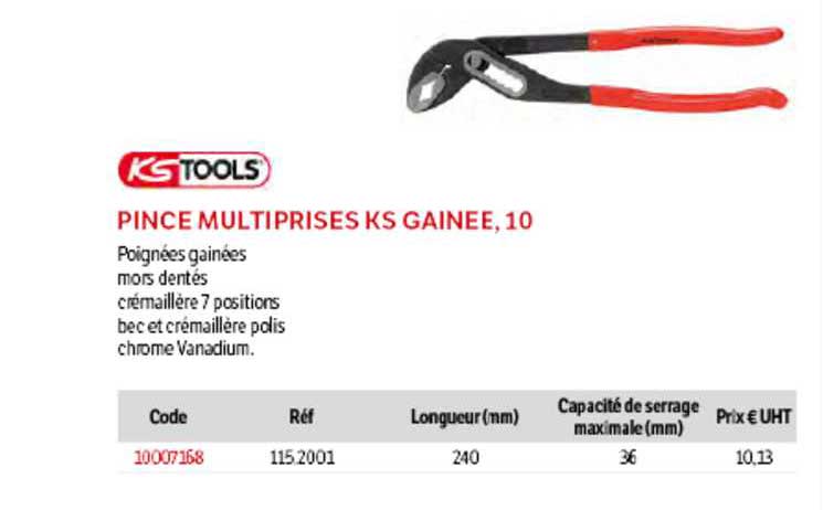 pince multiprises ks gainée, 10 ks tools