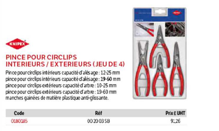 pince pour circlips intérieurs - extérieurs (jeu de 4) knipex