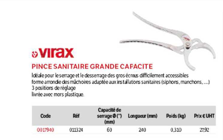 pince sanitaire grande capacité virax