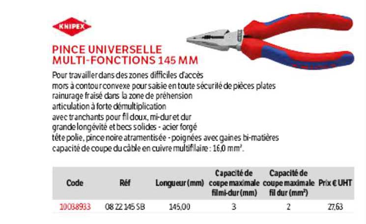 pince universelle multi-fonction 145 mm knipex