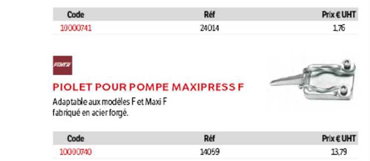 piolet pour pompe maxipress f