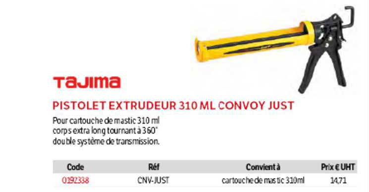 pistolet extrudeur 310 ml convoy just tajima