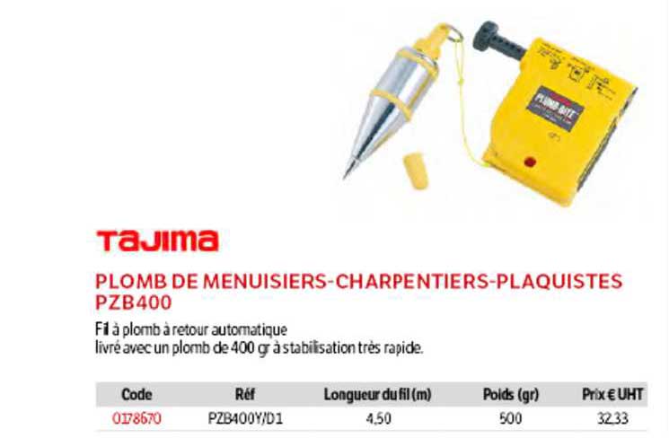 plomb de menuisiers-charpentiers-plaquistes pzb400 tajima