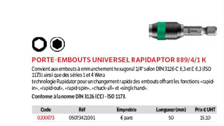 porte-embouts universel rapidaptor 889-4-1 k