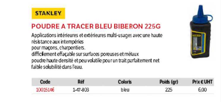 poudre à tracer bleu biberon 225g stanley