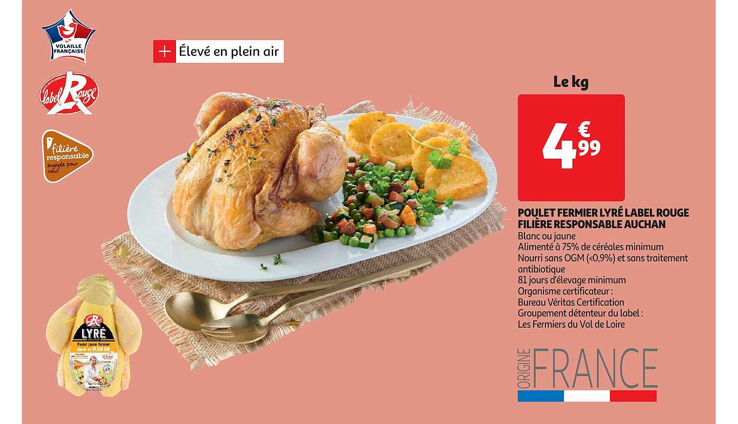 poulet fermier lyré label rouge filière responsable auchan