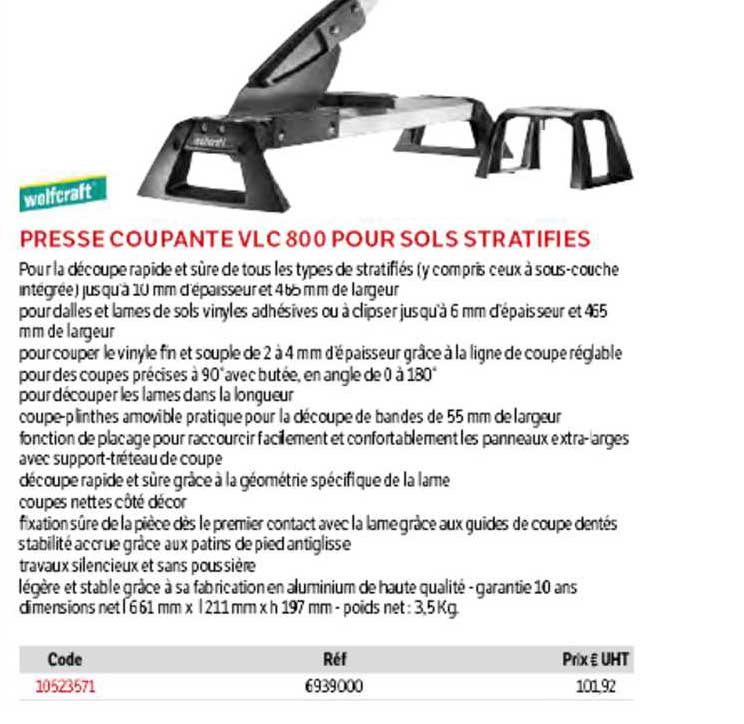 presse coupante vlc 800 pour sols stratifiés