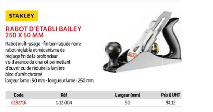 rabot d'établi bailey 250 x 50 mm staley