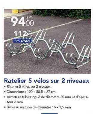 Ratelier 5 velos sur 2 niveaux