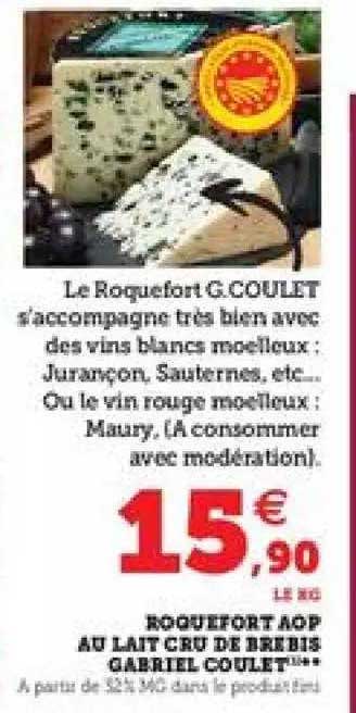 roquefort aop au lait cru de brebis gabriel coulet