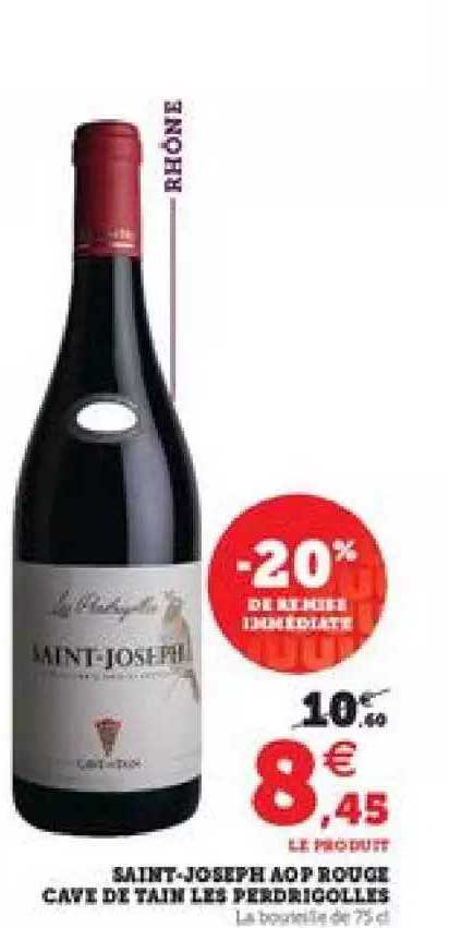 saint-joseph aop rouge cave de tain les perdrigolles -20% de remise immédiate
