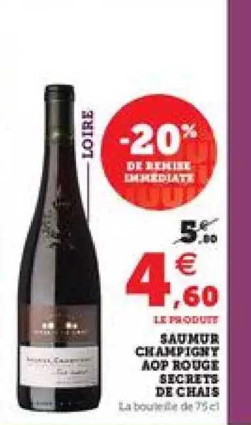 saumur champigny aop rouge secrets de chais -20% de remise immédiate
