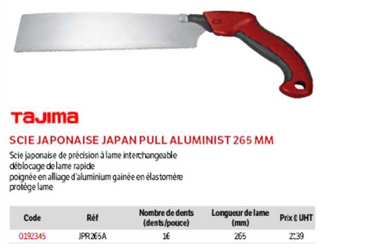 scie japonaise japan pull aluminist 265 mm tajima
