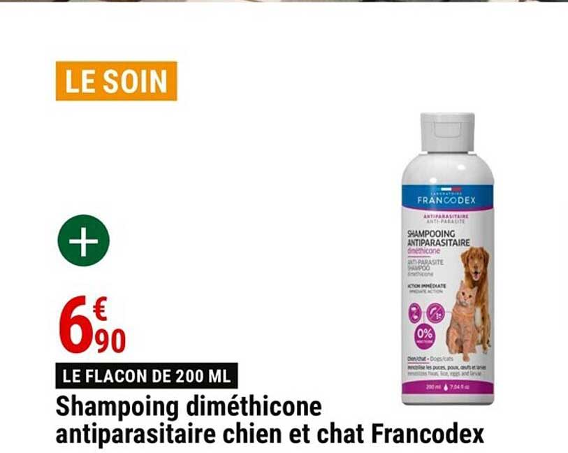Shampoing dimethicone antiparasitaire chien et chat Francodex