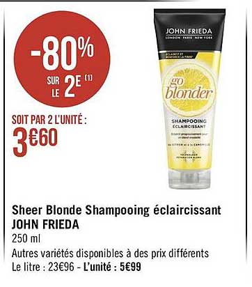 sheer blonde shampooing éclaircissant john frieda