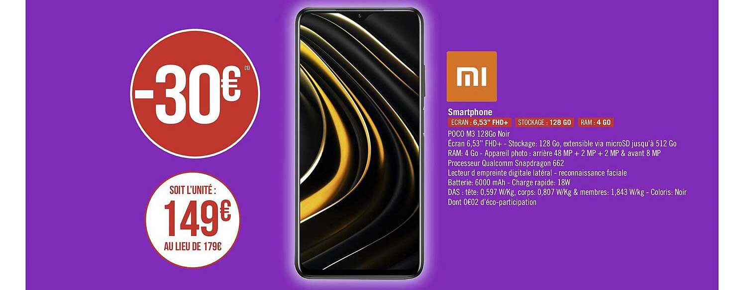 smartphone poco m3 128 go noir xiaomi