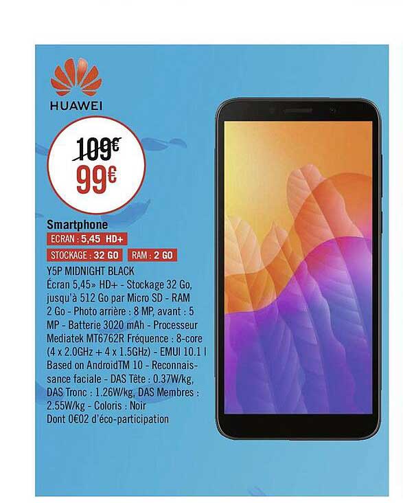 smartphone y5p midnight black huawei