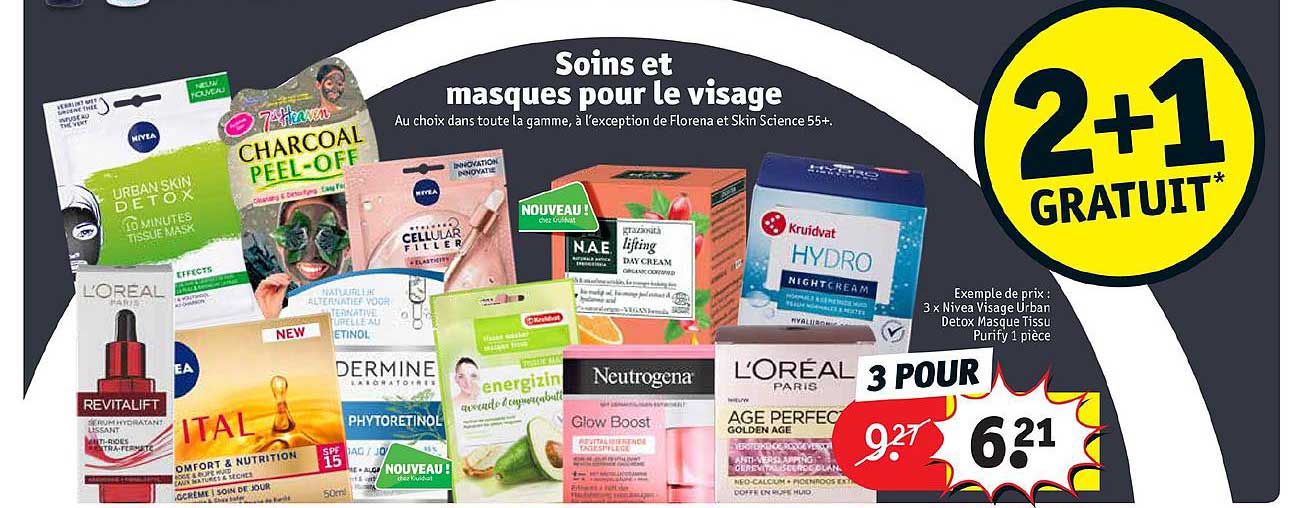 sois et masques pour le visage 2+1 gratuit