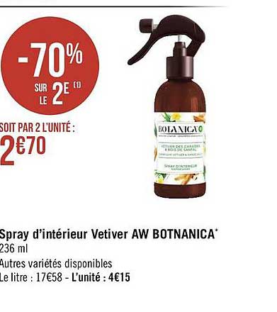 spray d'intérieur vetiver aw botnanica