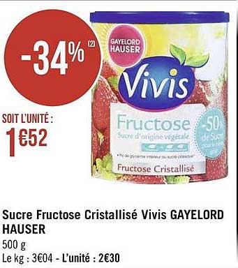 sucre fructose cristallisé vivis gayelord hauser
