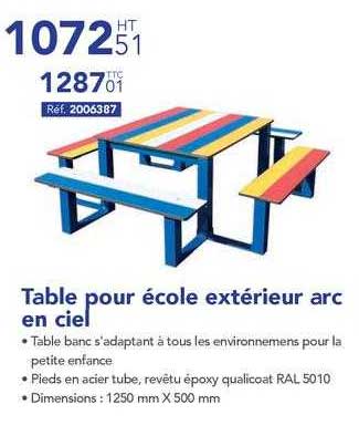 Table por ecole exterieur arc en ciel