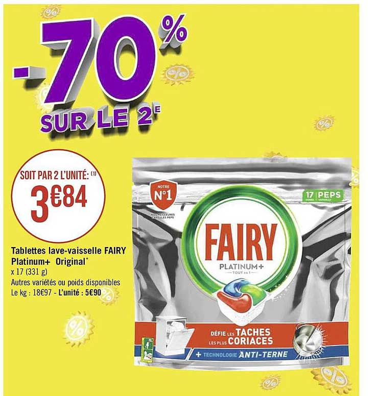 tablettes lave-vaisselle fairy platinum+ original