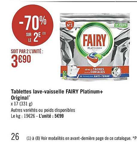 tablettes lave-vaisselle fairy platinum+ original