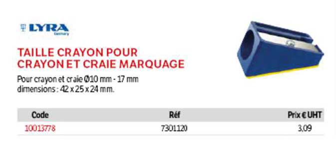 taille crayon pour crayon et craie marquage lyra