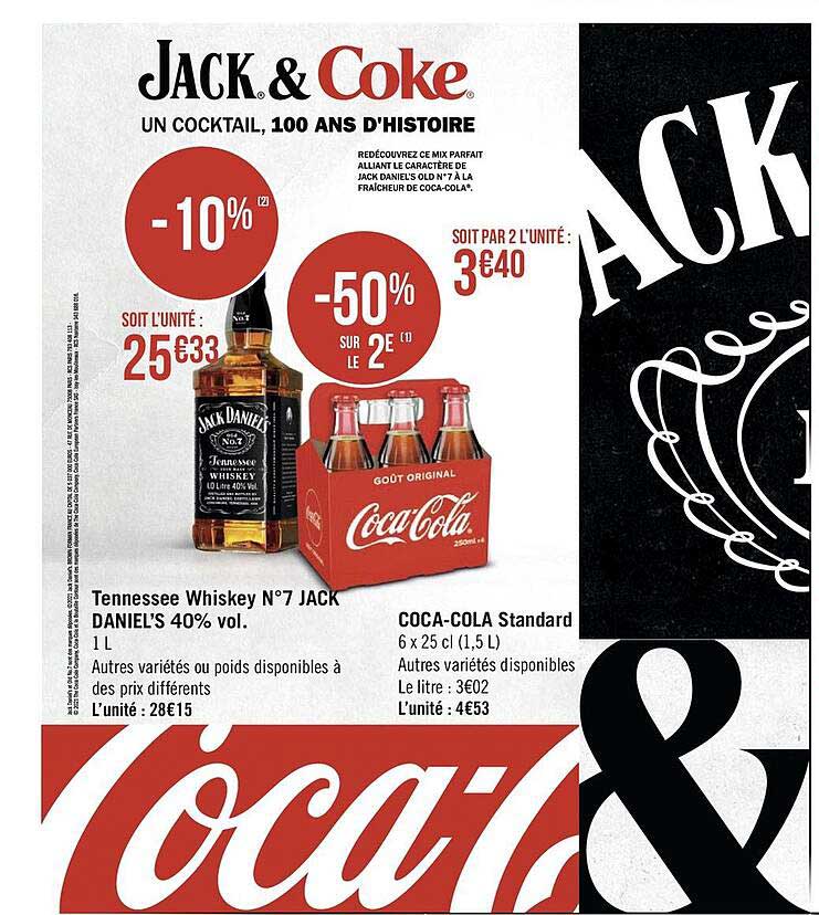 tennessee whiskey n 7 jack daniel's 40% vol. , coca-cola standard
