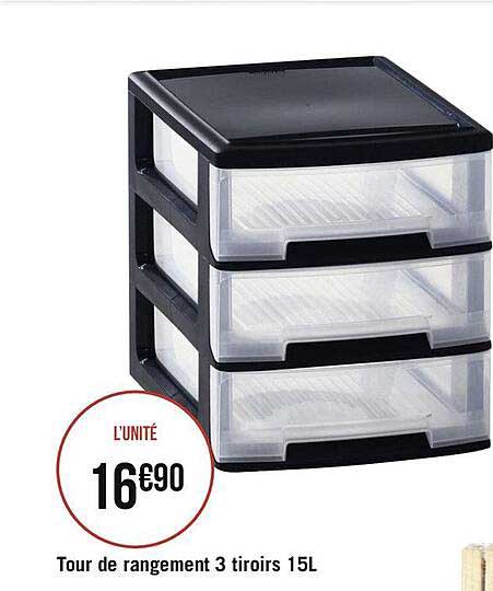 Tour De Rangement 3 Tiroirs 15l