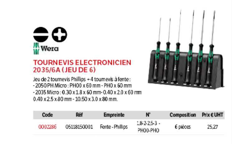 tournevis électronicien 20 35-6a (jeu de 6) wera