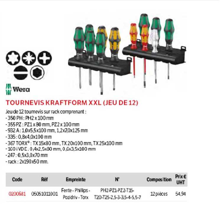 tournevis kraftform xxl (jeu de 12) wera