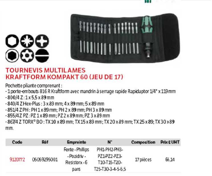 tournevis multilames kraftform kompakt 60 (jeu de 17)