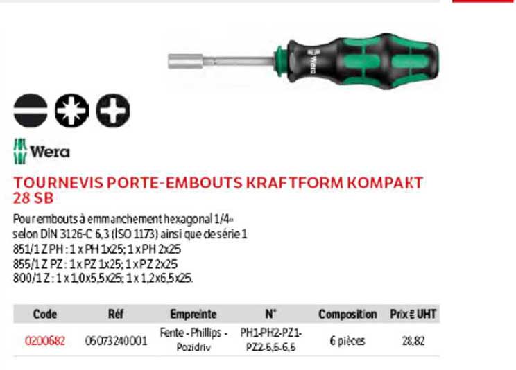 tournevis porte-embouts kraftform kompakt 28 sb wera