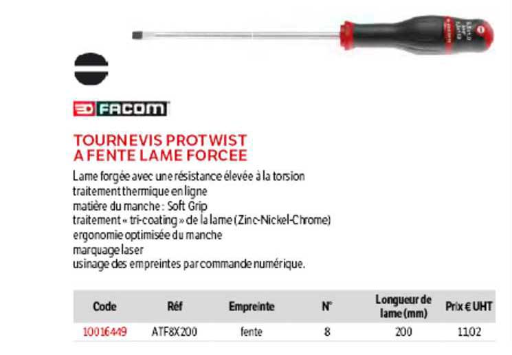 tournevis protwist à fente lame forcée  facom