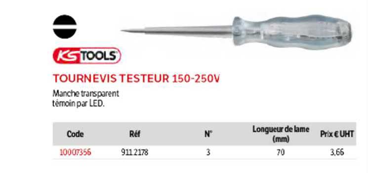 tournevis testeur 150-250v ks tools