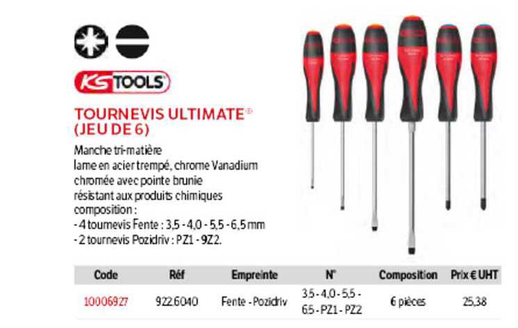 tournevis ultimate (jeu de 6) ks tools