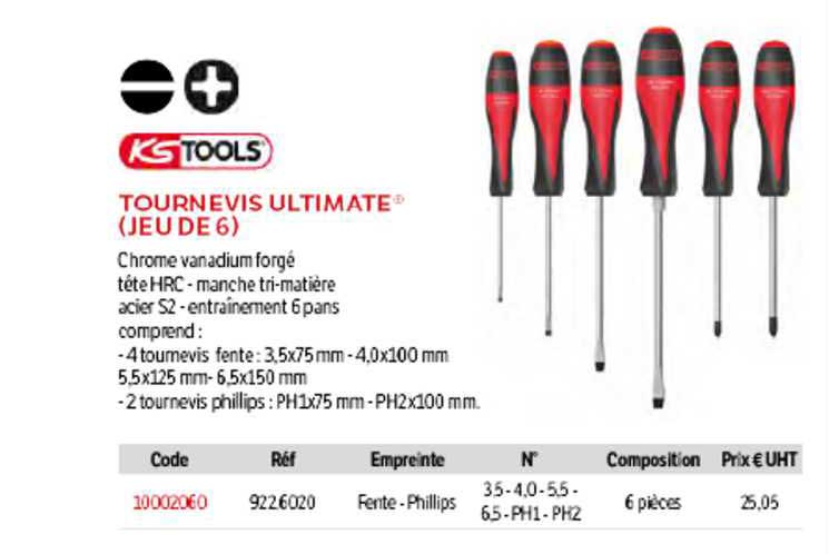 tournevis ultimate (jeu de 6) ks tools