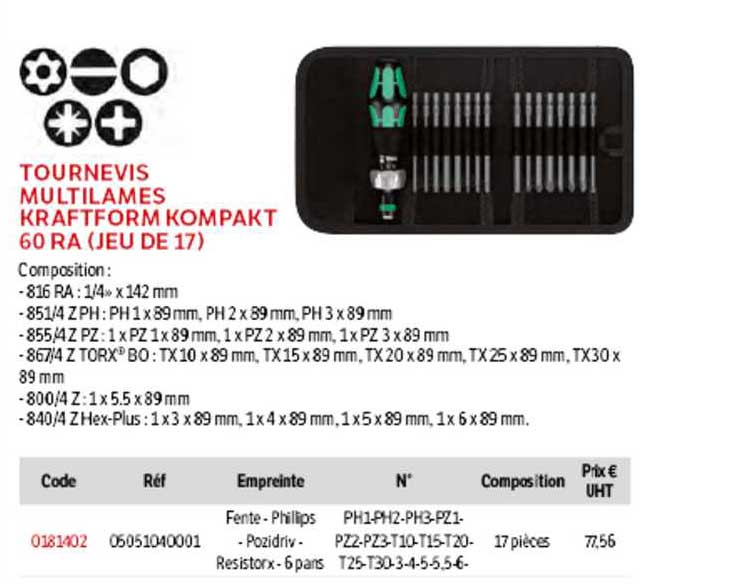 tuornevis multilames kraftform kompakt 60 ra (jeu de 17)