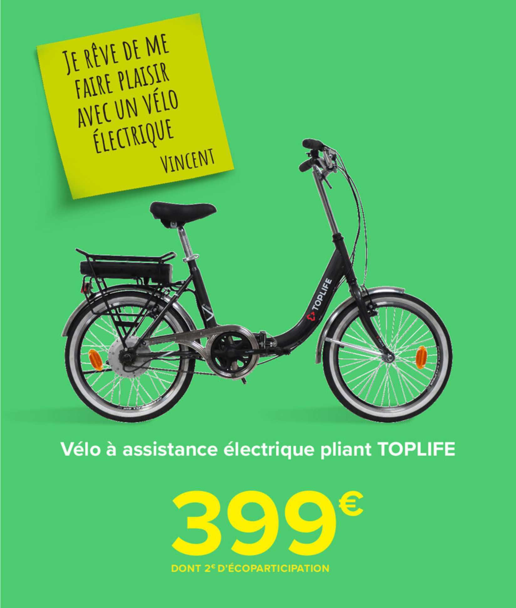 Velo a assistance electrique pliant Toplife
