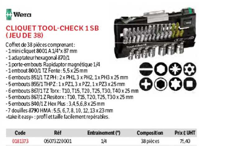 Wera Cliquet Tool-Check 1 SB ( JEU DE 38 )
